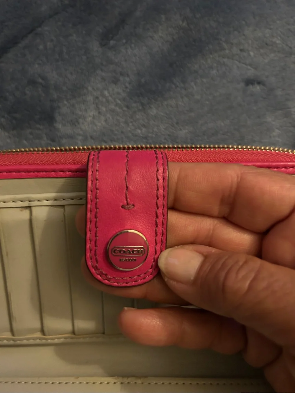 Coach Red Perforated Leather Continental Wallet with Snap Tab